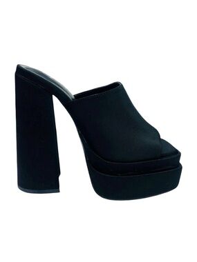 Chic Platform Block Heel Mules - Black - Size 7.5